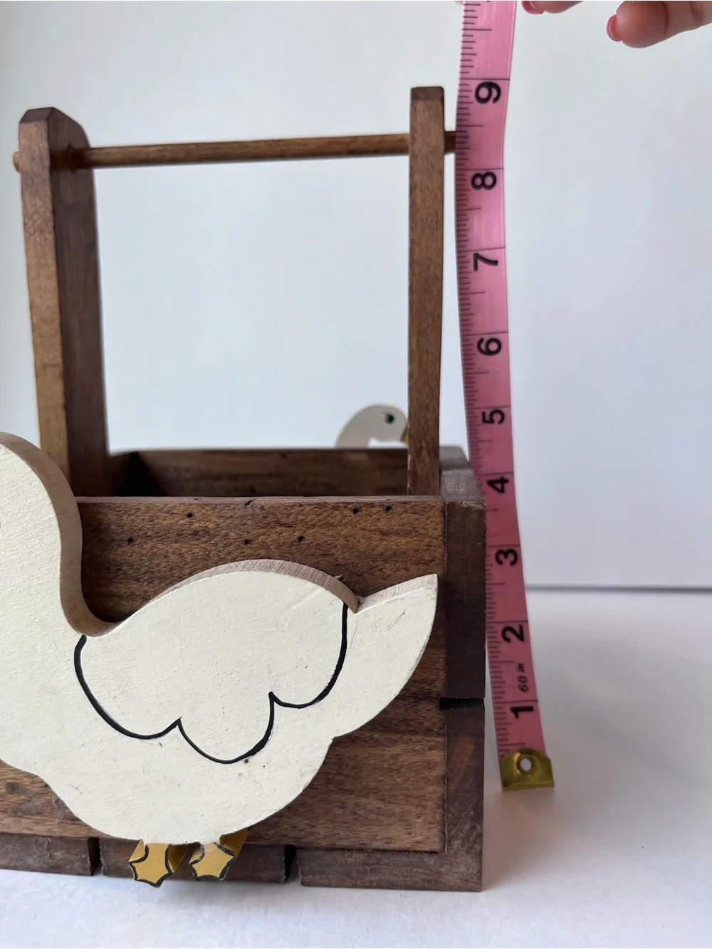Vintage Mini Goose Wood Crate Basket 80’s Country Cottagecore